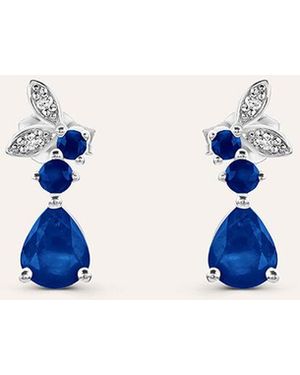 Stroili Orecchini Lobo Charlotte Oro Bianco Zaffiro Diamante - Blu