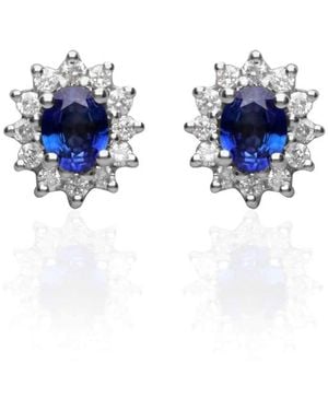 Stroili Orecchini Lobo Charlotte Oro Bianco Zaffiro Diamante - Blu