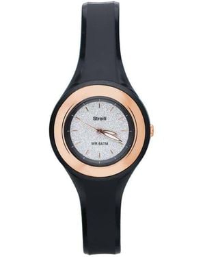 Stroili Los Angeles Orologio So Fancy 3H nero con ghiera dorata e quadrante glitter