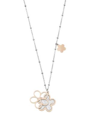 Stroili Girocollo fiori in acciaio bicolore e lurex - Metallizzato
