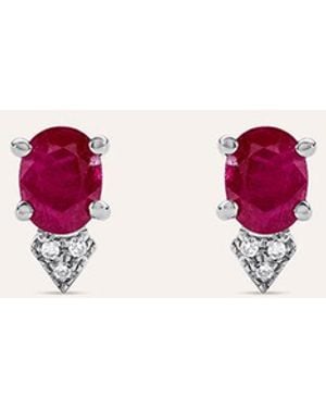 Stroili Orecchini Lobo Elizabeth Crown Oro Bianco Rubino Diamante - Rosa