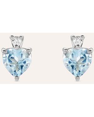 Stroili Orecchini Lobo Acquamarina Oro Bianco Acquamarina Diamante - Blu