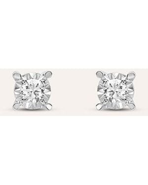 Stroili Orecchini Lobo Punto Luce Diamotion Oro Bianco Diamante