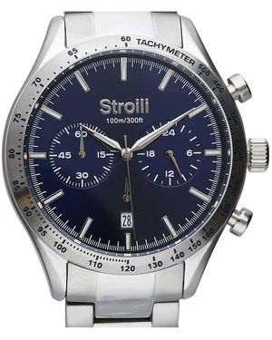 Stroili Orologio cronografo cinturino e cassa in acciaio silver. quadrante blu - Metallizzato