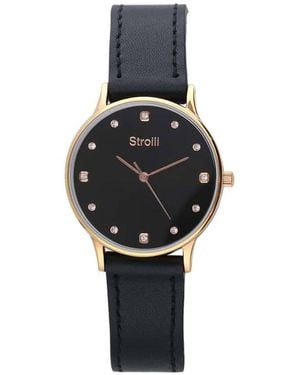 Stroili Solo tempo cassa e bracciale in pelle e acciaio - Nero