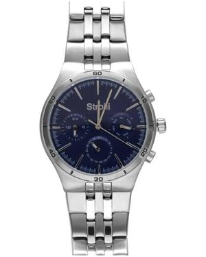 Stroili Roland garros orologio multifunzione in acciaio silver con quadrante blu