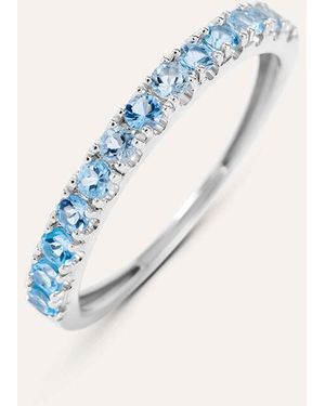 Stroili Anello Semi-Eternity Acquamarina Oro Bianco Acquamarina - Blu