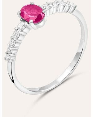 Stroili Anello Solitario Charlotte Oro Bianco Rubino Diamante - Rosa