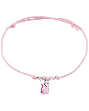 Stroili Bracciale gatto in cotone argento rodiato e smalto - Metallizzato