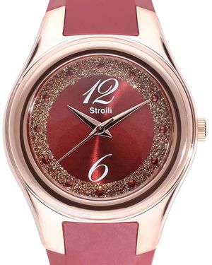 Stroili Orologio solo tempo cinturino in silicone rosso e cassa acciaio dorato - Rosa