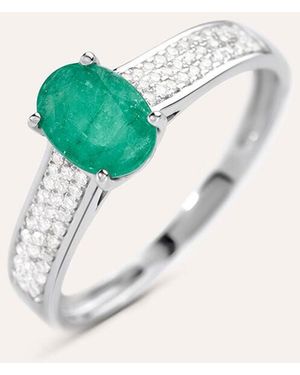Stroili Anello Solitario Charlotte Oro Bianco Smeraldo Diamante - Verde