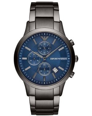 Emporio Armani Orologio cronografo in acciaio grigio con quadrante blu