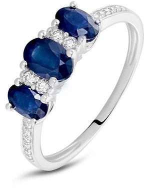 Stroili Anello Trilogy Charlotte Oro Bianco Zaffiro Diamante - Blu