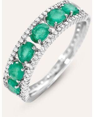 Stroili Anello Fascia Charlotte Oro Bianco Smeraldo Diamante - Verde
