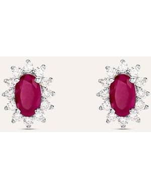 Stroili Orecchini Lobo Charlotte Oro Bianco Rubino Diamante - Rosso