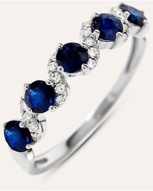 Stroili Anello Riviere Charlotte Oro Bianco Zaffiro Diamante - Blu