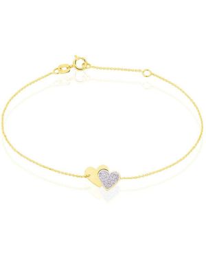 Stroili Bracciale in oro giallo e glitter Cuori - Metallizzato