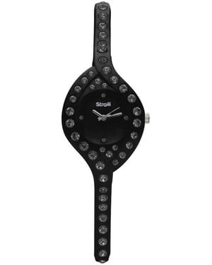 Stroili So Girly orologio solo tempo in silicone nero e cristalli con quadrante nero