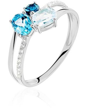 Stroili Anello Trilogy Amélie Oro Bianco Topazio Cubic Zirconia - Blu