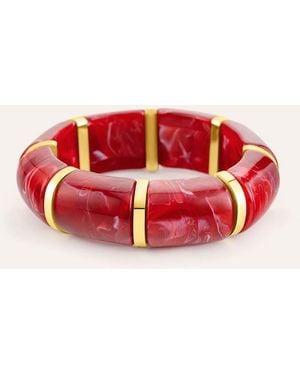 Stroili Bangle Elastico Radiance Acciaio Dorato Acrilico Rosso