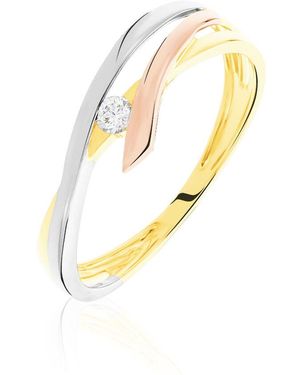 Stroili Anello Solitario Grace Oro Tricolore Diamante - Metallizzato