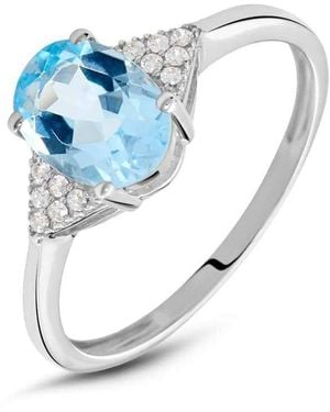 Stroili Anello Solitario Amélie Oro Bianco Topazio Cubic Zirconia - Blu