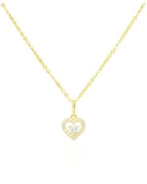Stroili Collana in oro giallo con ciondolo in zirconi a forma di cuore - Metallizzato
