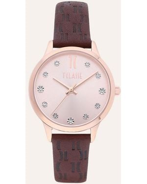 Stroili Orologio linea Formentera solo tempo cinturino in pelle marrone e cassa rose gold - Rosa