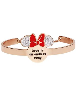 Stroili Bangle Lady Message Acciaio Rosato Disney e Cristalli - Rosso