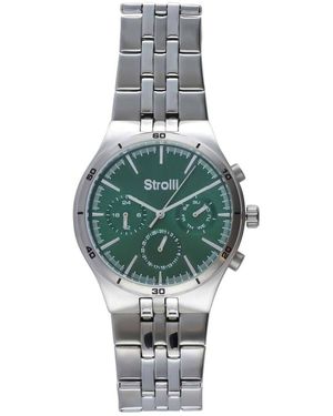 Stroili Roland garros orologio multifunzione in acciaio silver con quadrante verde
