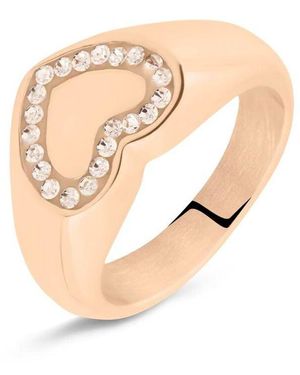 Stroili Anello Chevalier Lady Chic Acciaio Bicolore Bianco / Rosa Cristallo