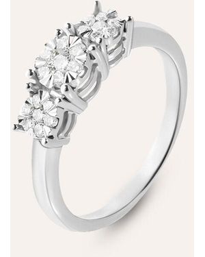 Stroili Anello Trilogy Petali Oro Bianco Diamante - Metallizzato