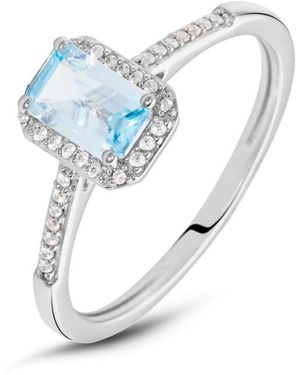 Stroili Anello Solitario Amélie Oro Bianco Topazio Cubic Zirconia - Blu