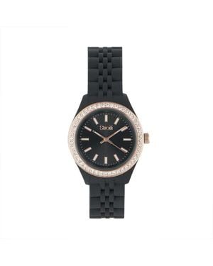 Stroili So Classy in policarbonato silicone e acciaio nero con quadrante tondo e strass
