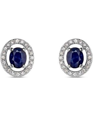 Stroili Orecchini Lobo Punto Luce Elizabeth Crown Oro Bianco Zaffiro Diamante - Blu