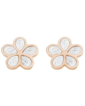 Stroili Orecchini fiore in acciaio rosato e lurex
