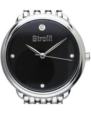 Stroili Orologio solo tempo con cinturino e cassa in acciaio silver. quadrante nero