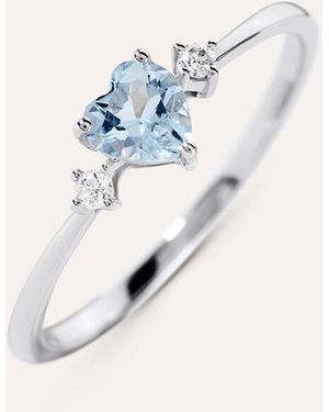 Stroili Anello Solitario Acquamarina Oro Bianco Acquamarina Diamante - Blu
