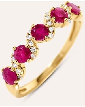 Stroili Anello Riviere Charlotte Oro Giallo Rubino Diamante - Rosa