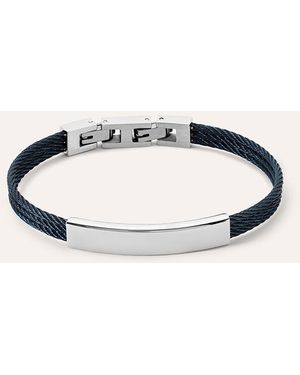 Stroili Bracciale Con Targhetta Man Code Acciaio Bicolore - Blu