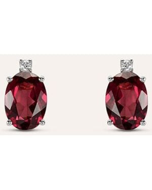 Stroili Orecchini Lobo Punto Luce Jasmine Oro Bianco Rodolite Diamante - Rosso