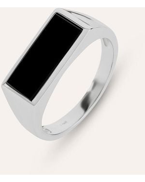 Stroili Anello Chevalier Gentleman Argento Rodiato Agata - Nero