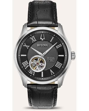 Bulova Orologio Wilton 3h automatico con cinturino in pelle nero e quadrante nero
