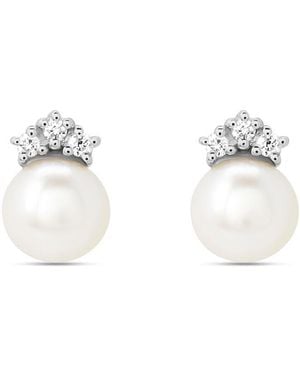 Stroili Orecchini Lobo Gabrielle Precious Oro Bianco Perla D'Acqua Dolce Diamante - Metallizzato