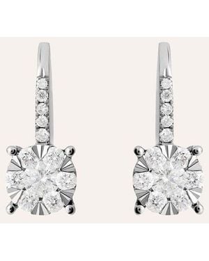 Stroili Orecchini Lobo Punto Luce Petali Oro Bianco Diamante