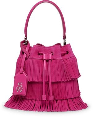 Stuart Weitzman , RAE FRINGE MINI BUCKET BAG, Nuovi Arrivi, , - Rosa