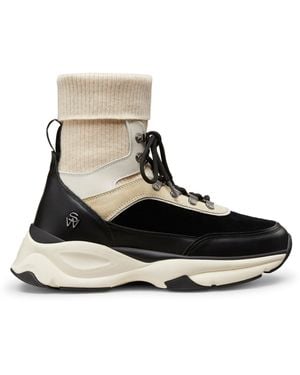 Stuart Weitzman Sw Hiker High-Top Trainer, Trainers, /Glaze, Calf/Suede/Cashmere - Black