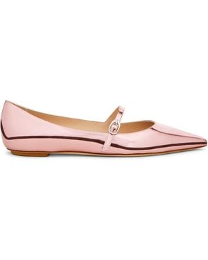 Stuart Weitzman Emilia Mary Jane Flat, Flats And Loafers, Marshmallow, Leather Specchio - Pink