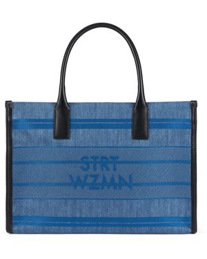 Stuart Weitzman Sw Tote, Last Chance, , Sw Embroidery Denim Logo - Blue