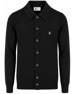 Gabicci Azima Long Sleeve Plain Knitted Button-Thru - Black